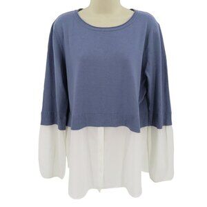 Sioni Women Extra Large XL Blue Purple White Pullover Sweater Long Sleeve Blouse